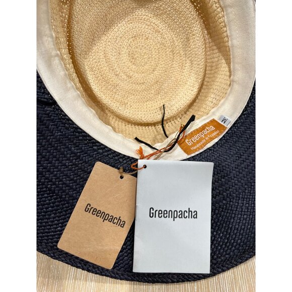 Greenpacha Solana Unisex Sun Panama Hat Black/Natural Color Straw Size M New - Picture 10 of 12